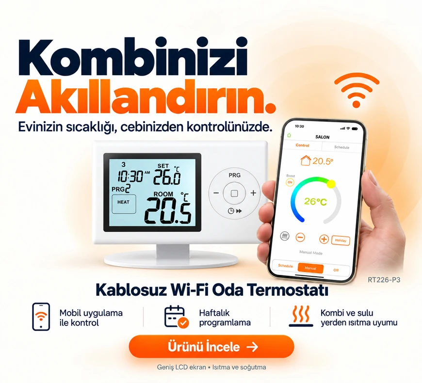 Kombinizi akıllandırın. RT226-P3 kablosuz Wi-Fi oda termostatı. Ürünü incele.