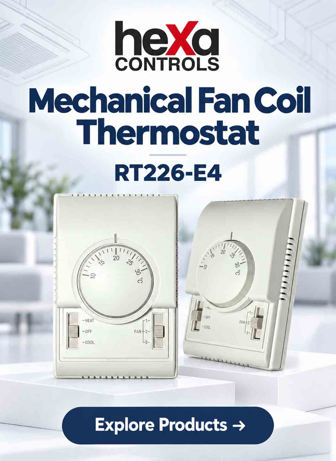 Hexa Controls fan coil room thermostats